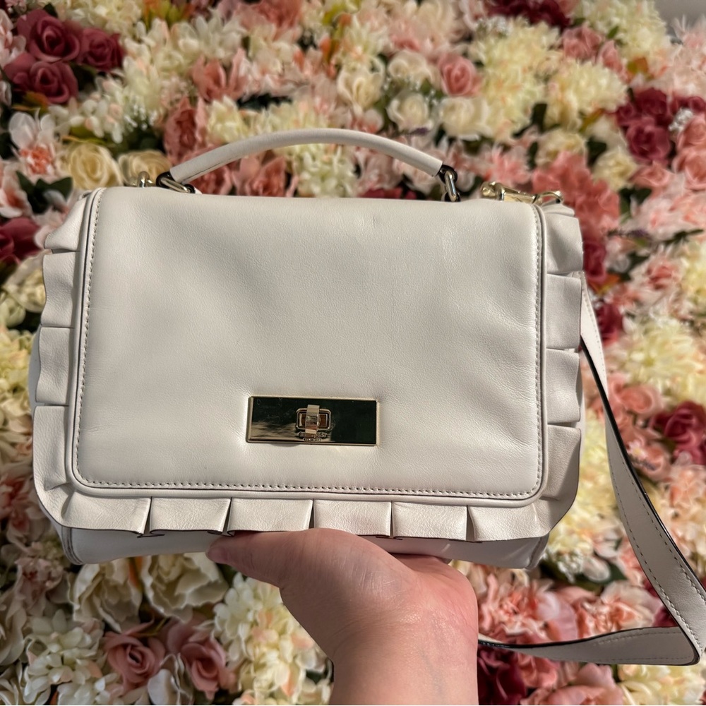 Kate Spade White Ruffle Shoulder Bag